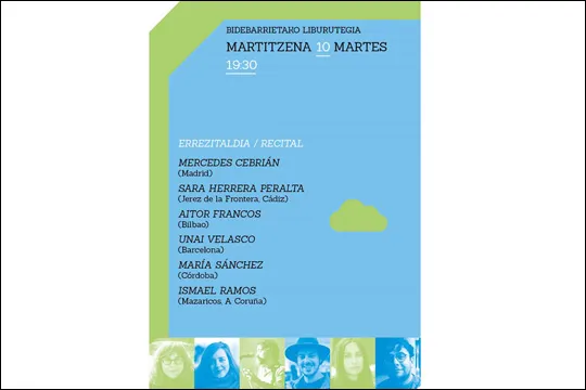BilbaoPoesia 2020: Mercedes Cebrián, Sara Herrera Peralta, Aitor Francos, Unai Velasco, María Sánchez, Ismael Ramos