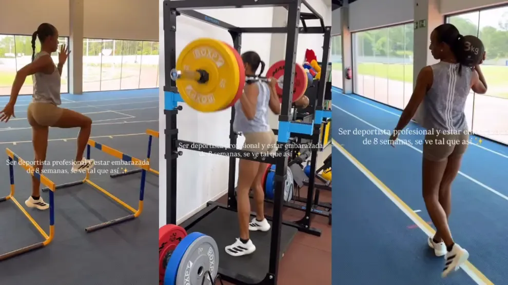 Así es el entrenamiento de Ana Peleteiro durante su embarazo: ejercicios en vallas, con balón medicinal, pesas de 80 kilos...