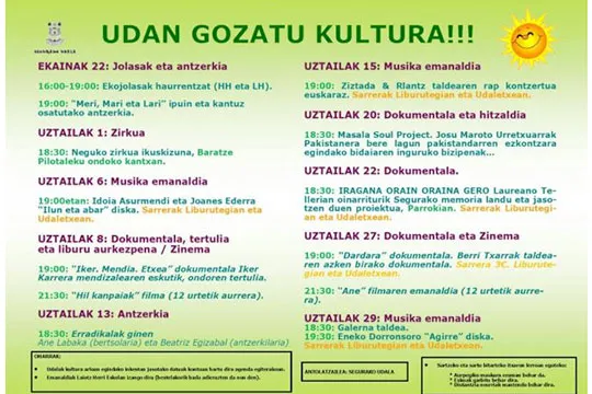 Udan Gozatu Kultura - Programa cultural de verano en Segura