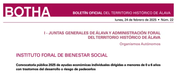 ABIERTA LA CONVOCATORIA FORAL 2025 DE AYUDAS A MENORES DE 0 A 6 AÑOS CON TRASTORNOS DEL DESARROLLO O RIESGO DE PADECERLOS