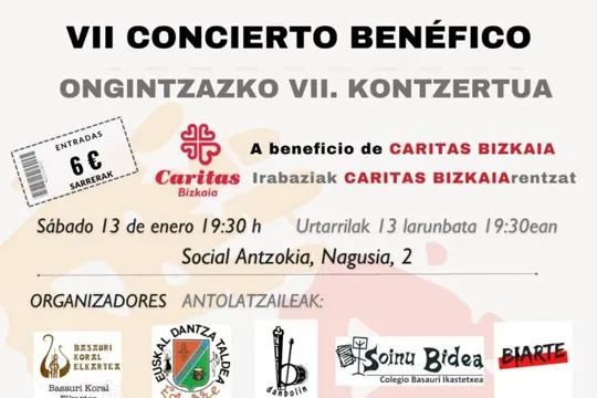 "ONGINTZAZKO VII. KONTZERTUA". Irabaziak CARITAS BIZKAIArentza