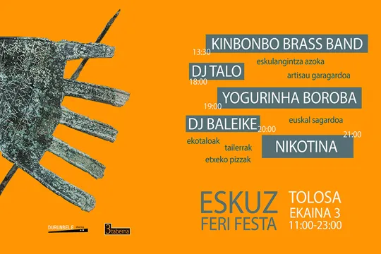 ESKUZ FERI FESTA 2023: Kinbonbo Brass Band + DJ Talo + Yogurinha Boroba + Nikotina + DJ Baleike