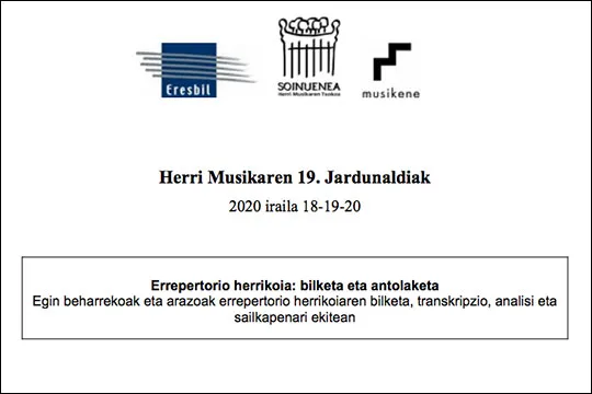 Herri Musikaren Jardunaldiak 2020: Errepertorio herrikoia: bilketa eta antolaketa