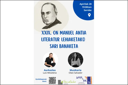 On Manuel Antonio Antia literatur lehiaketaren XXIX saria banaketa ekitaldia