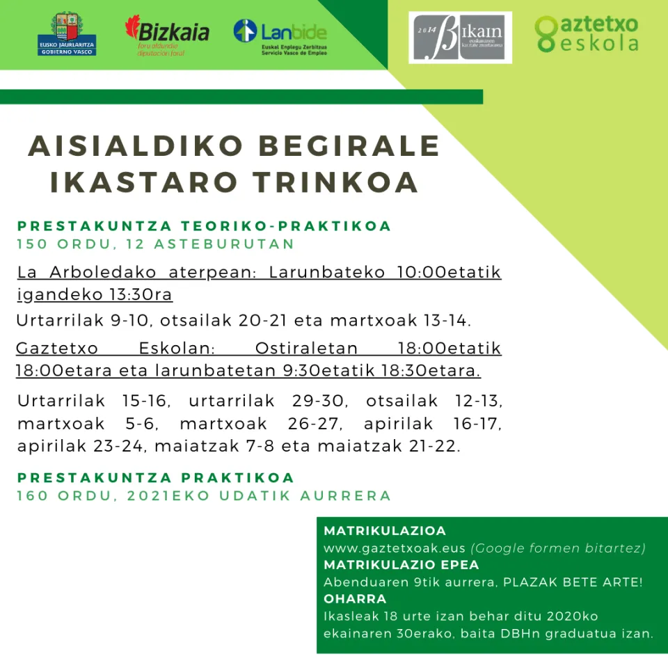 Begirale ikastaroa, urtarriletik aurrera