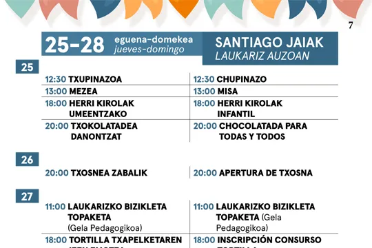 Programa Fiestas de Santiago 2024 en Laukariz (Mungia)