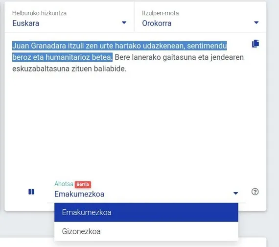Elia itzultzaile automatikoak ahotsez ere ematen ditu emaitzak orain