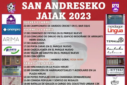 Programa Fiestas de San Andrés 2023 en Arrasate