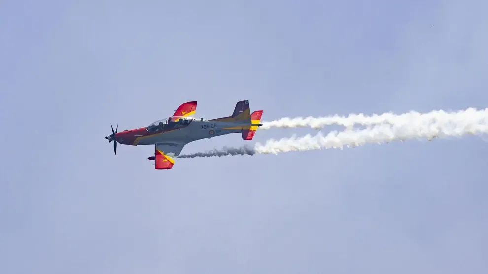 
         Un piloto del Festival Aéreo de Murcia, herido por el impacto de un ave 
    