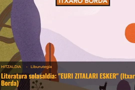 Literatura solasaldia: "EURI ZITALARI ESKER" (Itxaro Borda)