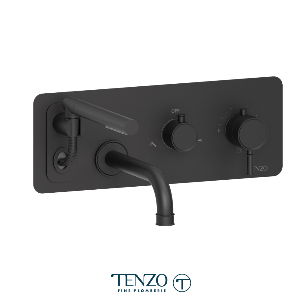 Robinet de bain mural avec boyau rétractable, Alyss