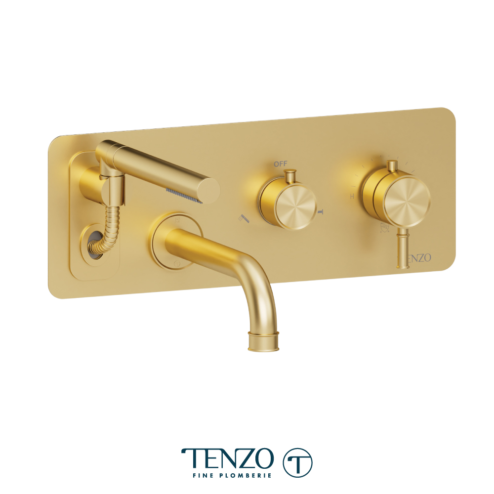 Robinet de bain mural avec boyau rétractable, Alyss