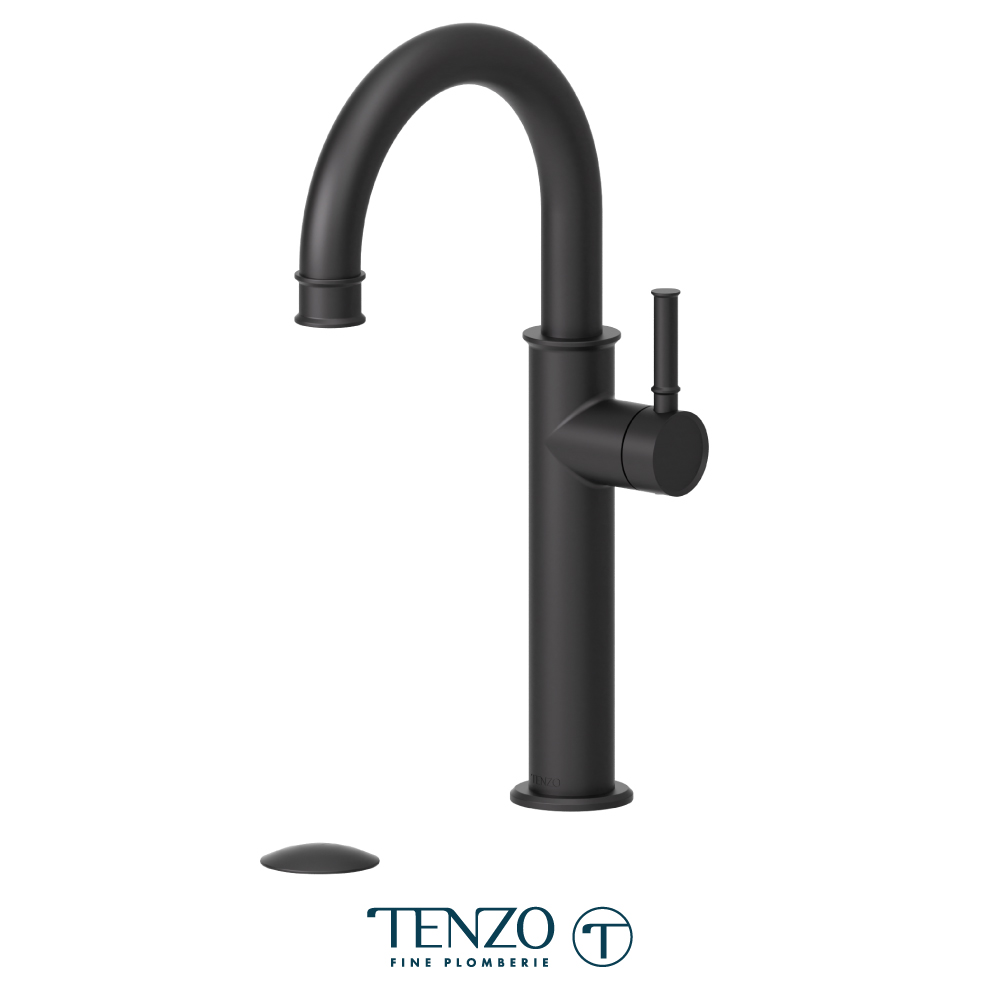 Tall single hole lavatory faucet with drain, Alyss