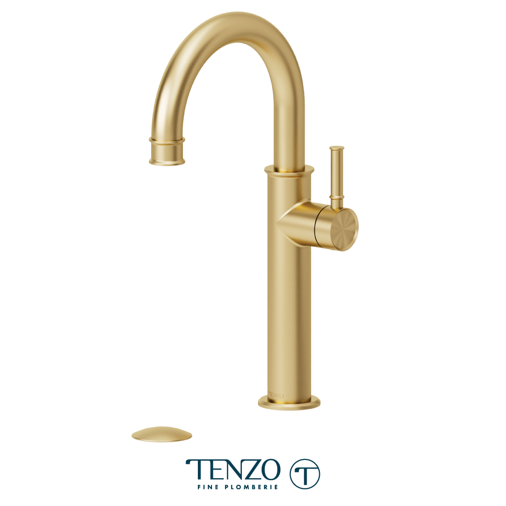 Tall single hole lavatory faucet with drain, Alyss