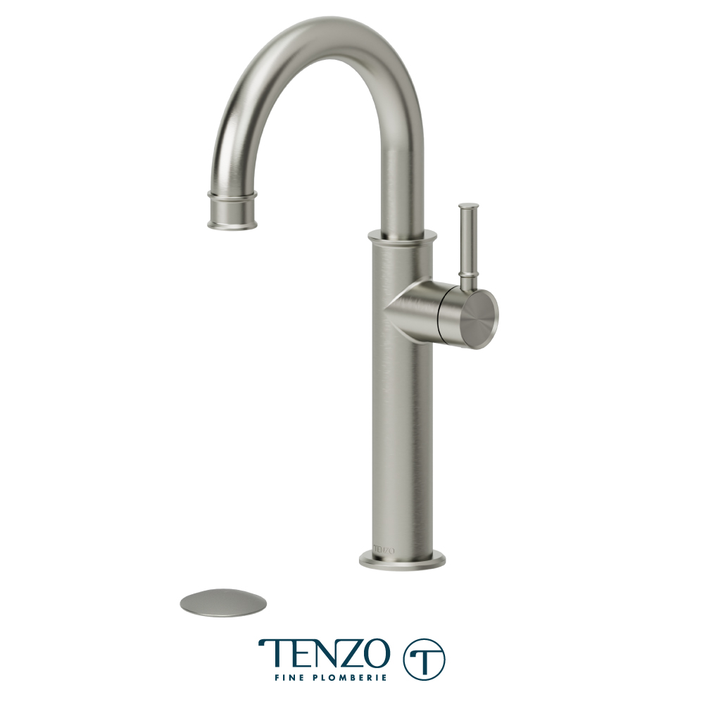 Tall single hole lavatory faucet with drain, Alyss