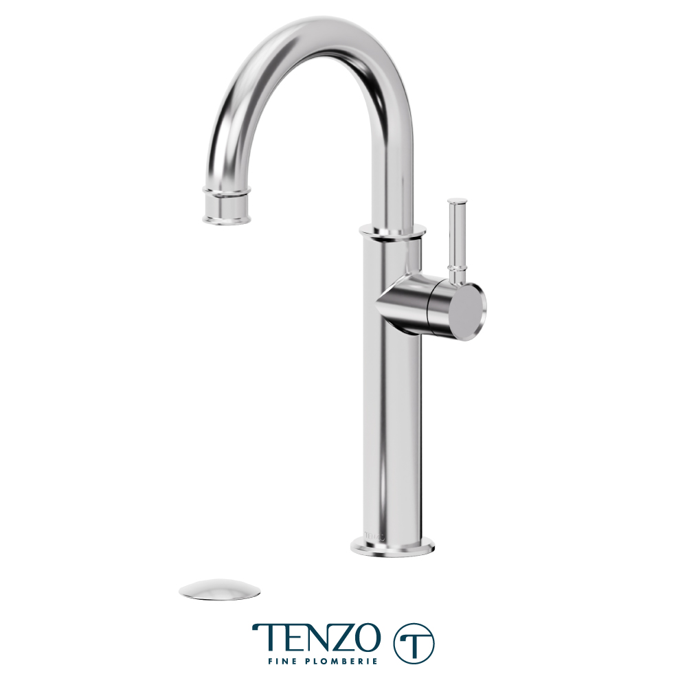 Tall single hole lavatory faucet with drain, Alyss