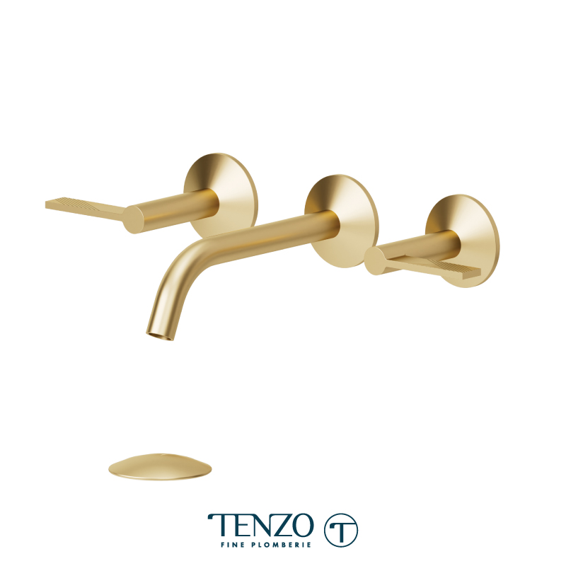 Wall mount lavatory faucet with drain