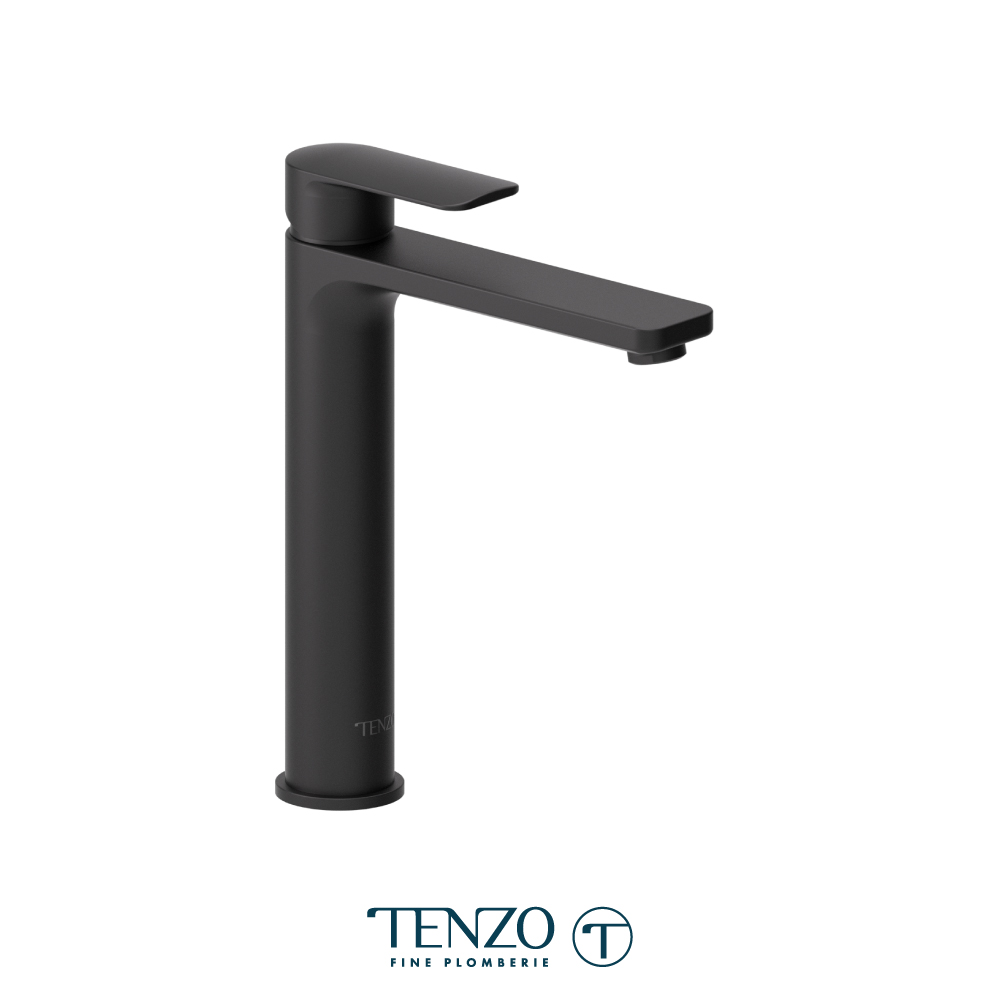Tall single hole lavatory faucet with drain