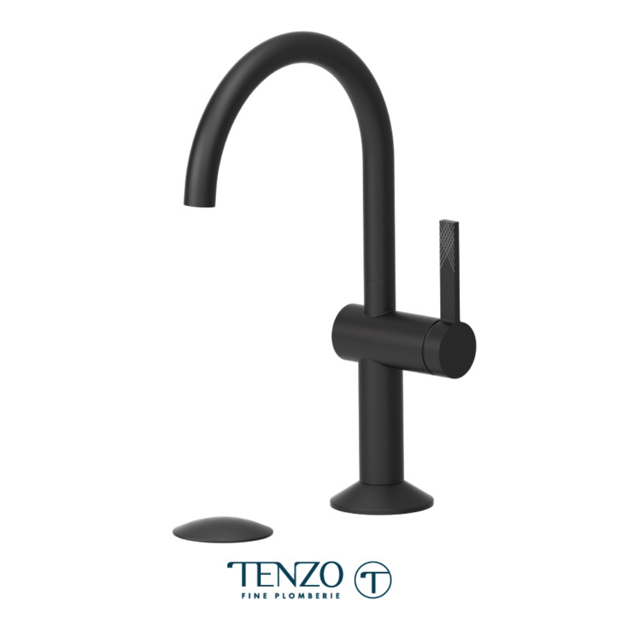 Single hole lavatory faucet with drain