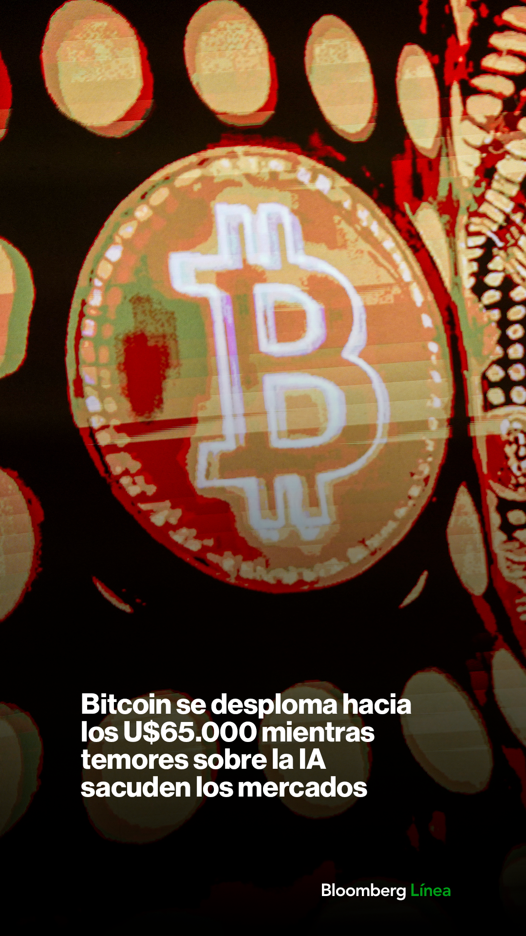 Bitcoin cae por debajo US $65.000