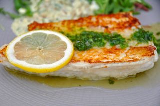 Fried Fish with Tartar Sauce and Parsley Pesto