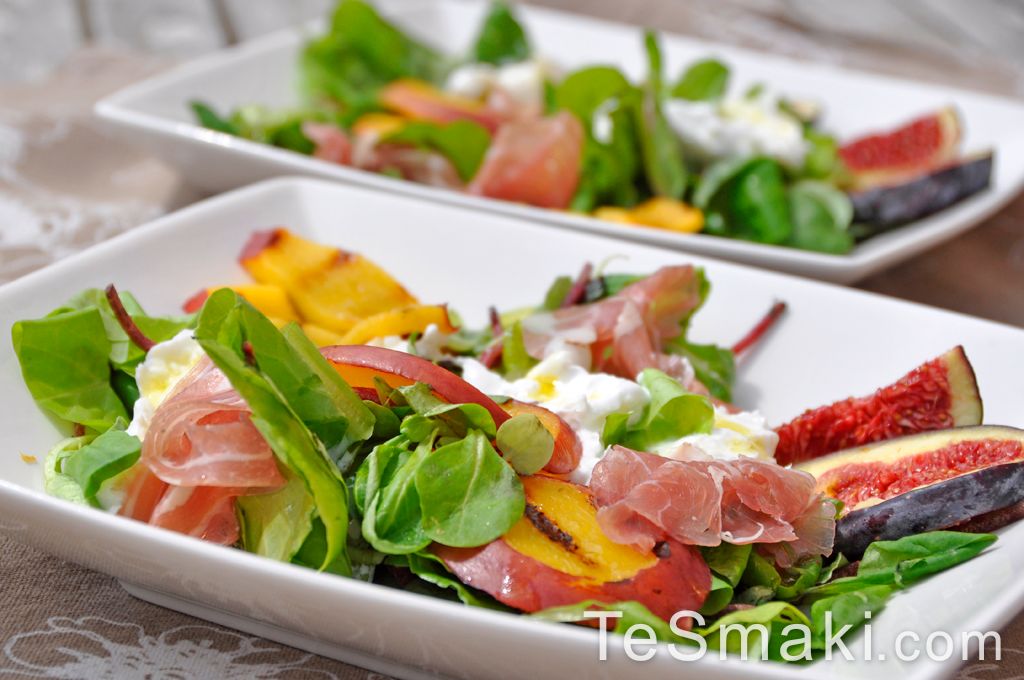 Fruit Salad Mix with Burrata and Pancetta