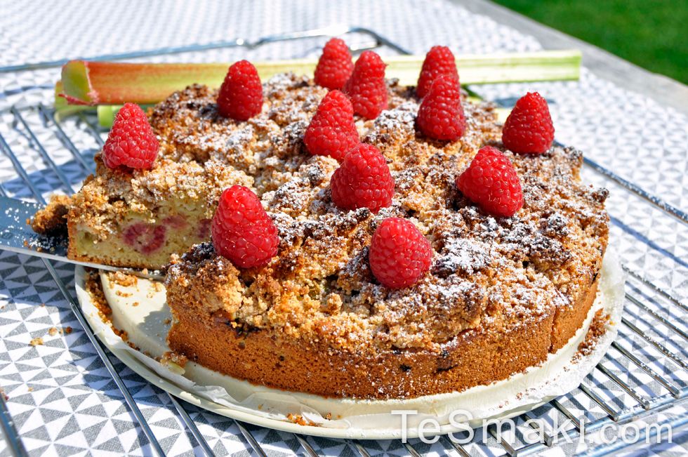 Rhubarb and Raspberry Almond Cake 1