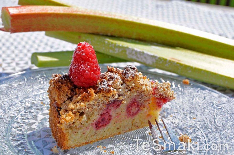 Rhubarb and Raspberry Almond Cake 2