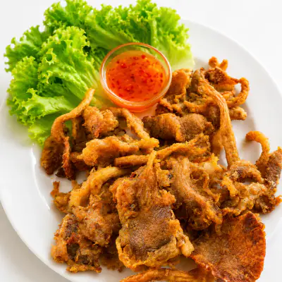Crispy fried oyster mushrooms