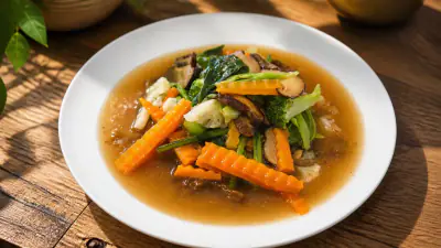 Wide rice noodles in gravy