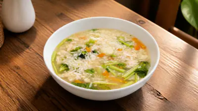 Rice porridge with various toppings