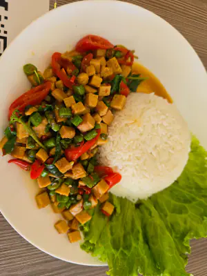 Vegetarian Basil Fried Rice (served over rice)