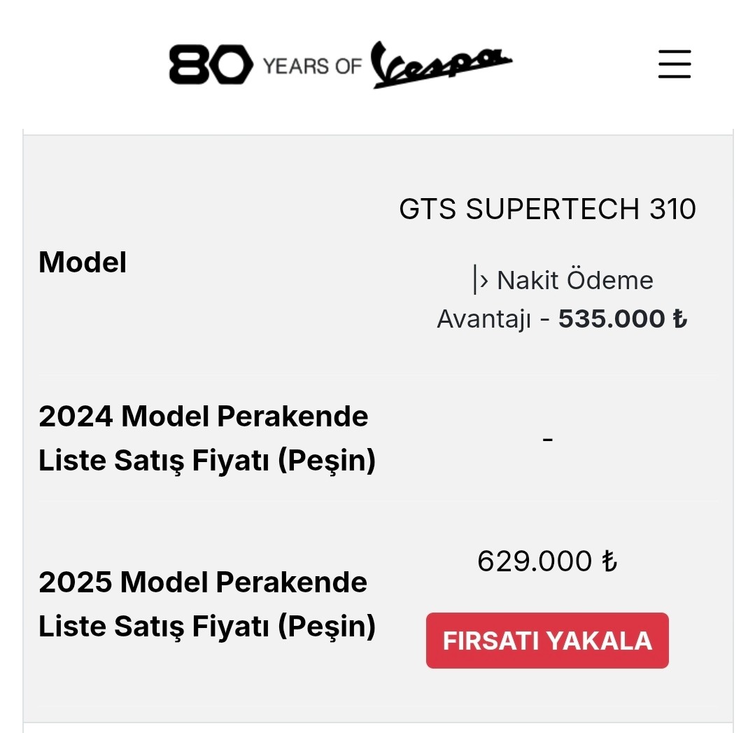 Vespa Gts Supertech 300 Gri renk Sıfır km — görsel 5