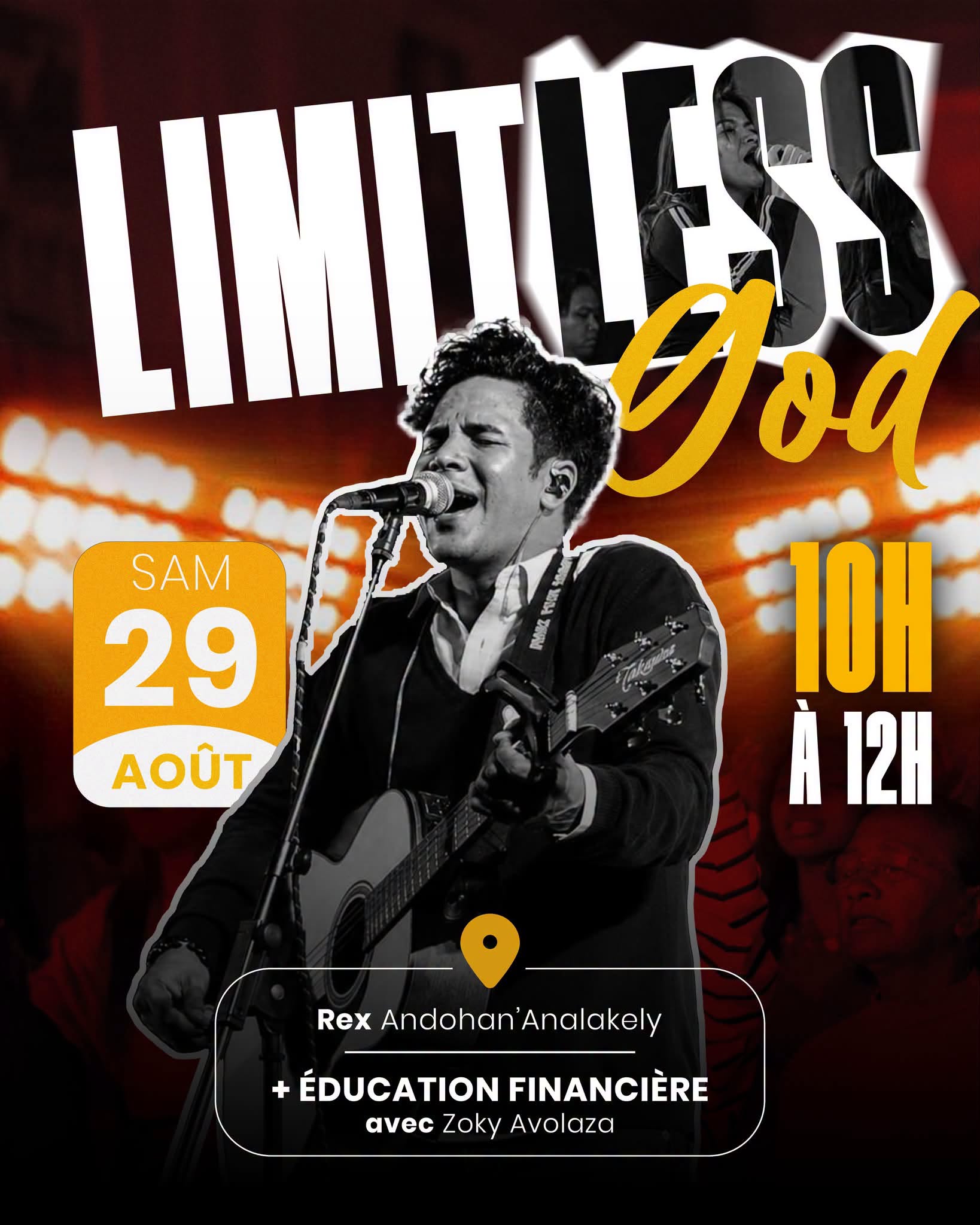Affiche officielle LIMITLESS God — Sam 29 Août, 10H à 12H, Rex Andohan'Analakely