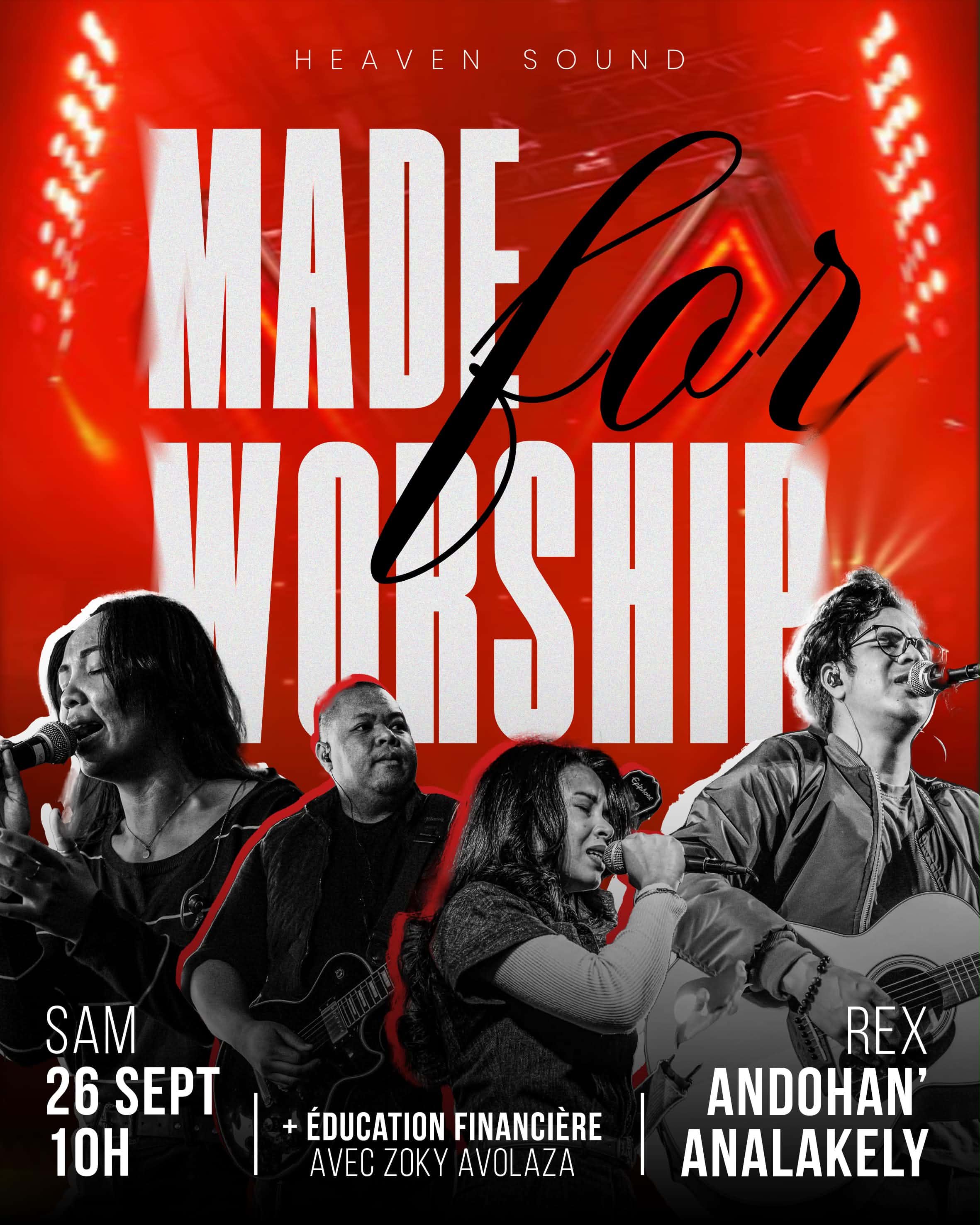 Affiche officielle MADE for WORSHIP — Sam 26 Septembre, 10H, Rex Andohan'Analakely, avec Heaven Sound
