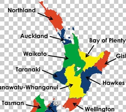 Регионы Северного острова #остров #карта #субъект #Новая Зеландия
