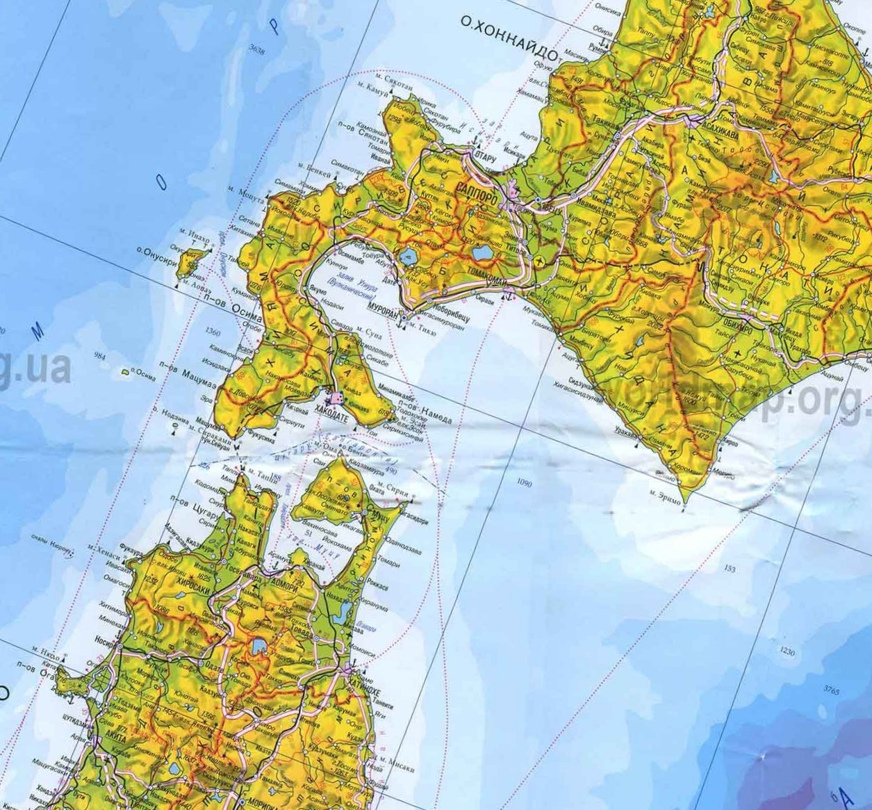 Хоккайдо-Хонсю #остров #карта #Япония