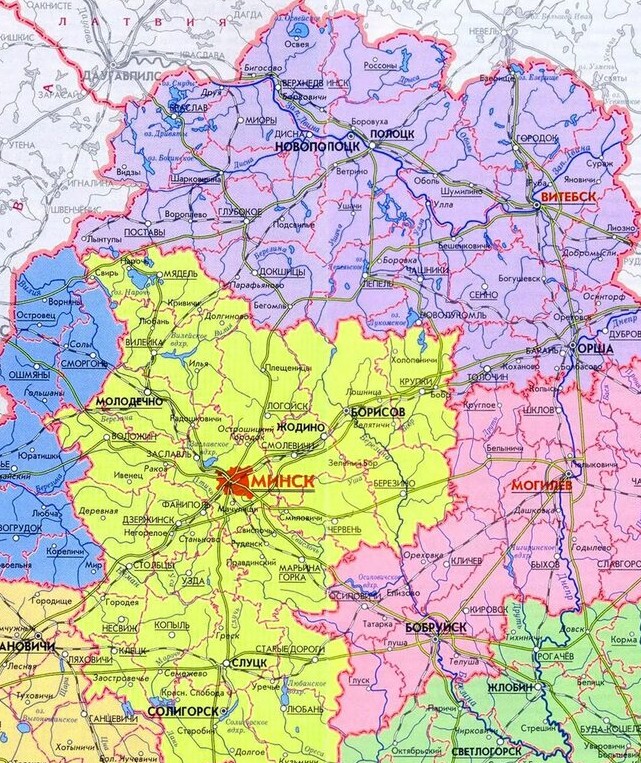 Города Витебской и Минской областей #карта #город #Беларусь