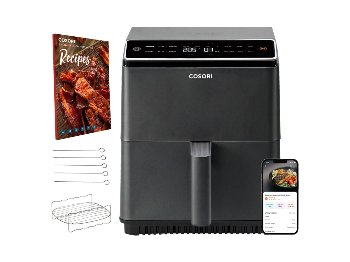 Cosori Dual Blaze CAF-P583S Heißluftfritteuse mit 360°-ThermoIQ-Technologie, 6,4 Liter