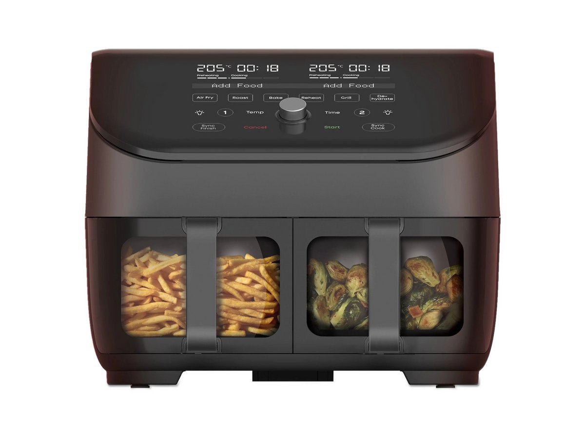 Instant Vortex Plus Double Basket ClearCook Heißluftfritteuse, transparente Kochkörbe, 7,6 Liter