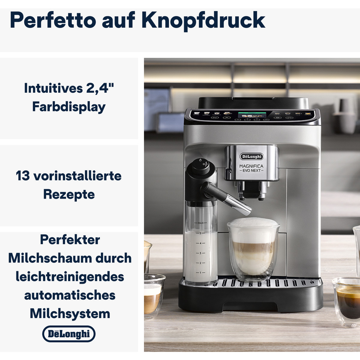 De'Longhi Magnifica Evo Next ECAM310.80.SB – Detailansicht Bedienfeld