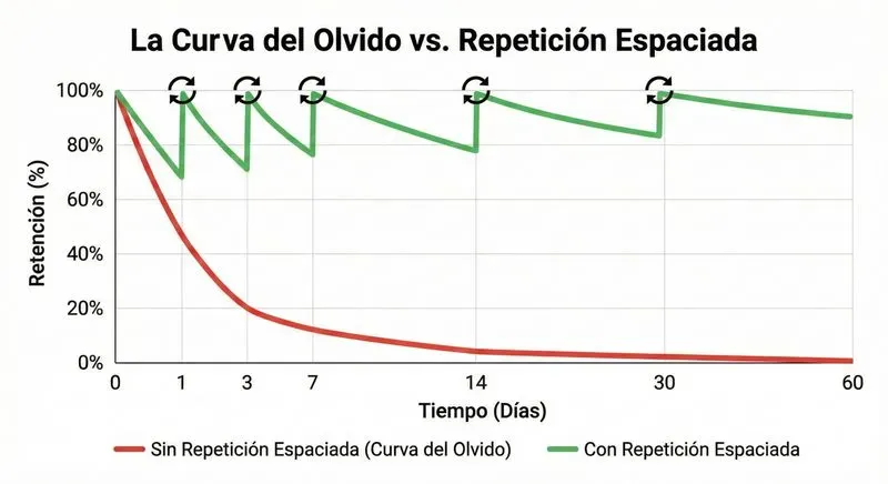 Curva olvido vs repeticion espaciada oposiciones