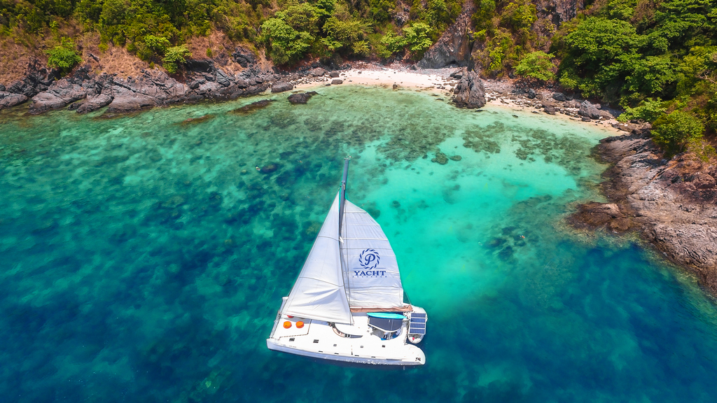 Racha and Coral Island + Sunset by Yacht Catamaran