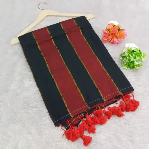 black mul cotton saree