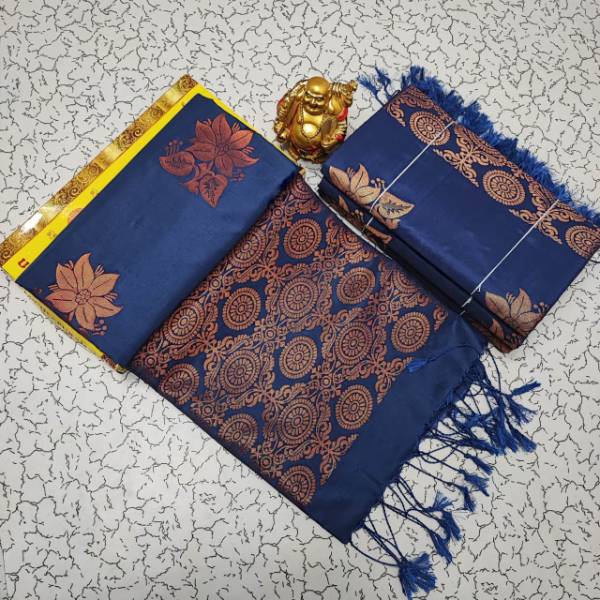 ink blue soft silk saree