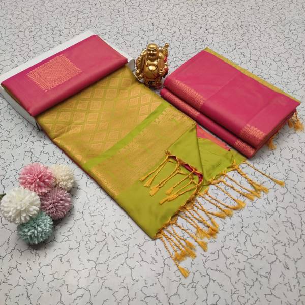 lime green soft silk saree