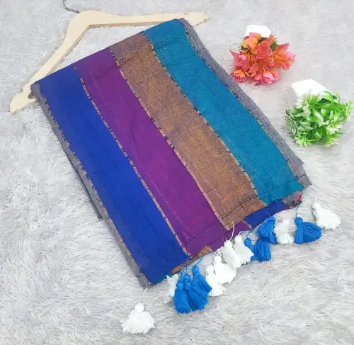 multi color mul cotton saree