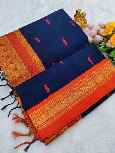 navy blue kalyani cotton