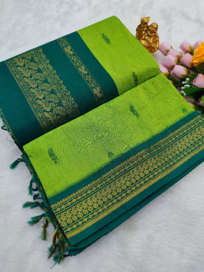parrot green kalyani cotton