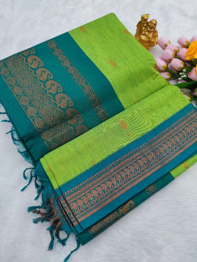 parrot green kalyani cotton